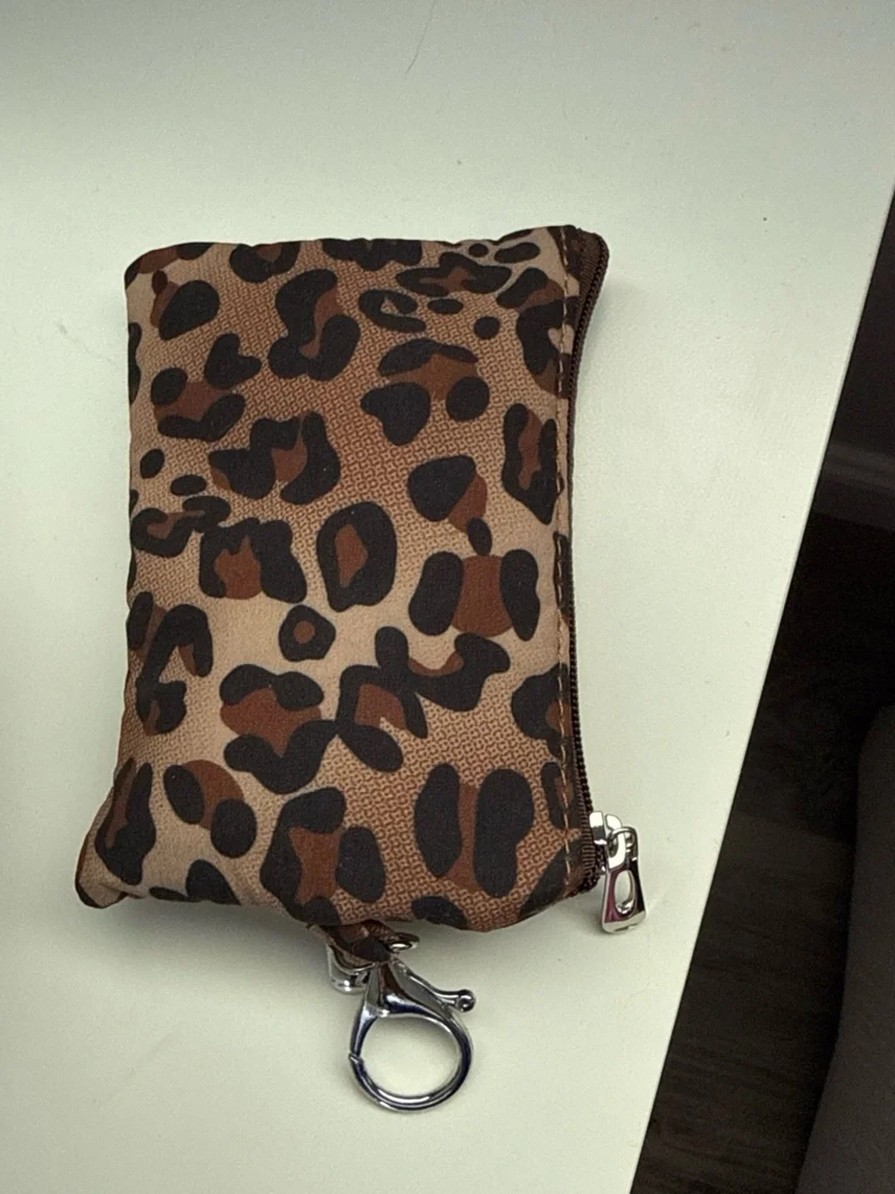 Leopard Print Coin Pouch and Mask Set - Brown